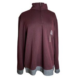 Alfani Mens Burgundy 1/4-Zip Popover Sweater L Casual Comfortable Cotton Blend